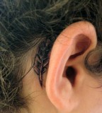 Behind the Ear Quill Tattoo For Lady