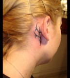 Tribal Tattoo Behind The Ear For women
