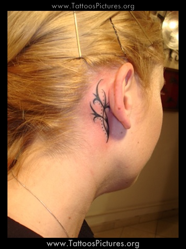 Tribal Tattoo Behind The Ear For women