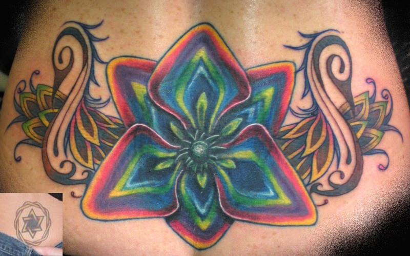 Colorful Groovy Cover Up Tattoos