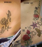 Stars and Flowers Cover Up Tattoo Designs
