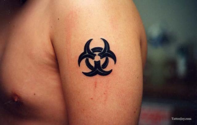 Gorgeous Biohazard Sign Arm Tattoo Style
