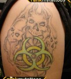 Awesome Creative Tattoo Biohazard Amp Skulls Arm Tattoo