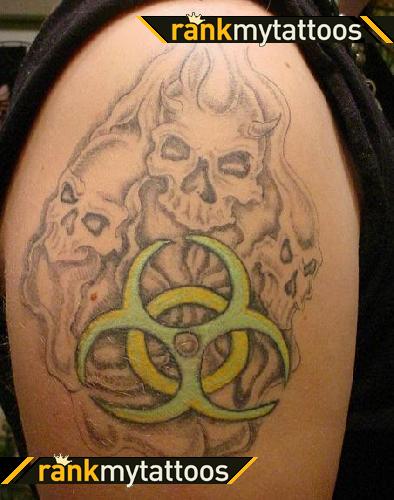 Awesome Creative Tattoo Biohazard Amp Skulls Arm Tattoo