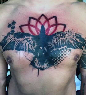 bird chest tattoos for men