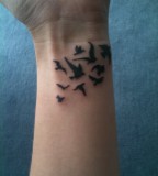 Batch Flying Birds Tattoos On Wrist