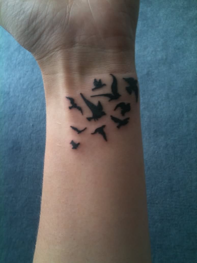 Batch Flying Birds Tattoos On Wrist