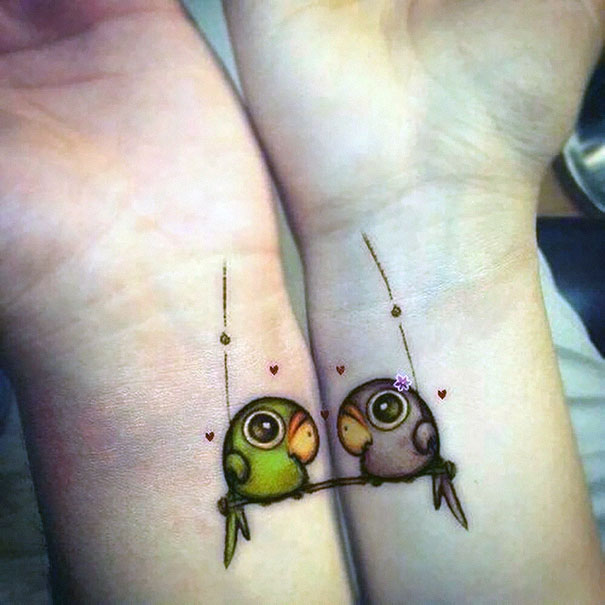 birdies wrist couples tattoos