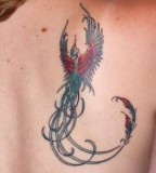 Bird With Long Tail Feathers Tattoo Design on Back for Girls