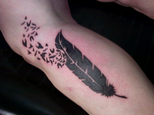 Bold Feather Bird Tattoo Design Ideas