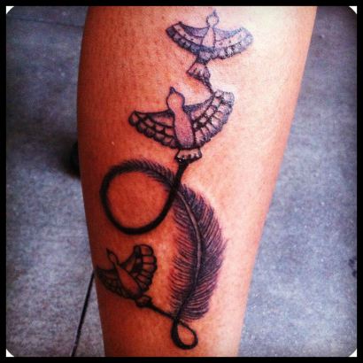 Bird Feather Tattoo Design on Hand