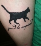Walking Black Cat Tattoo
