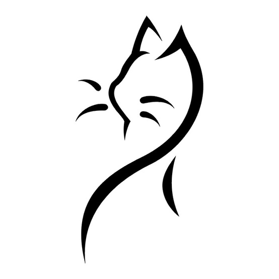 Head Black Cat Symbol Tattoo
