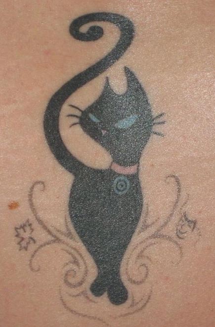Coquettish Black Cat Tattoo Ideas
