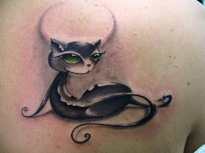 Girly Black Cat Tattoos for Girl