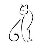 Swirl Black Cat Tattoo Sketch