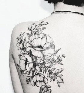 black floral tattoo by Diana Severinenko