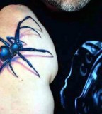 3D Black Widow Spider Tattoo in the Arm
