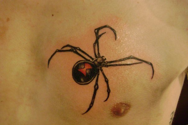 Amazing Black Widow Spider Tattoo For Man
