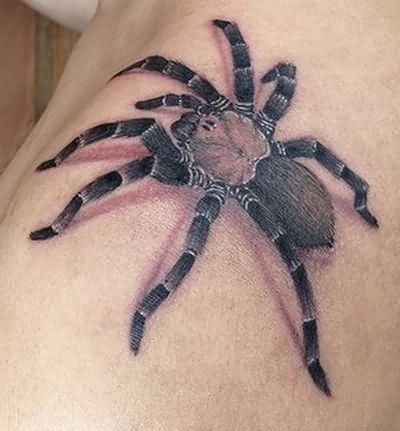 Black And Grey Spider Tattoo For Man