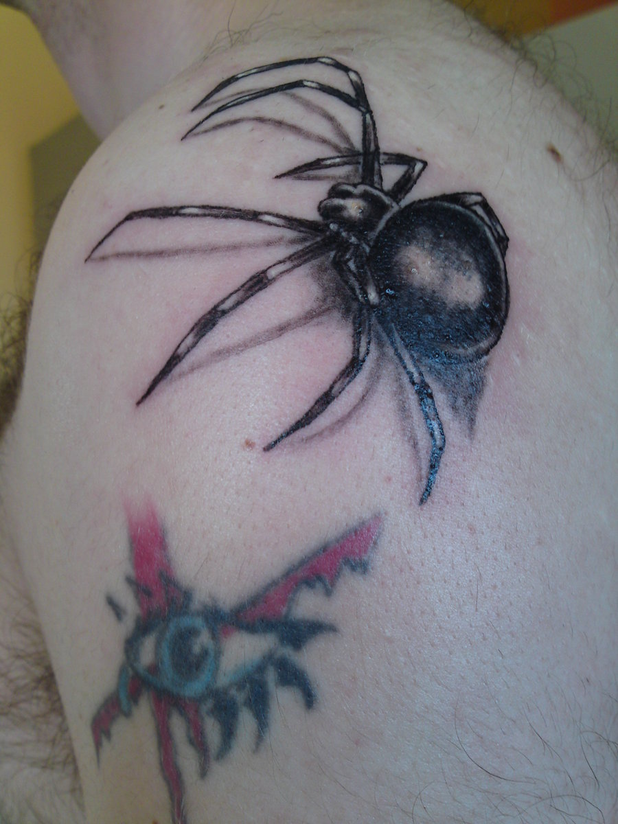 3D Black Widow Spider Tattoo For Man