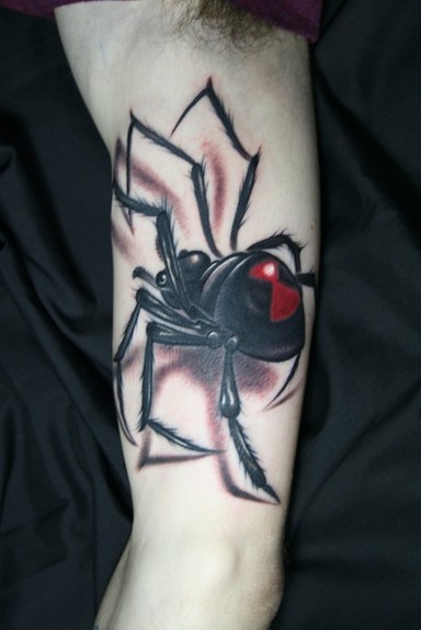 3D Black Widow Spider Tattoos On Hand