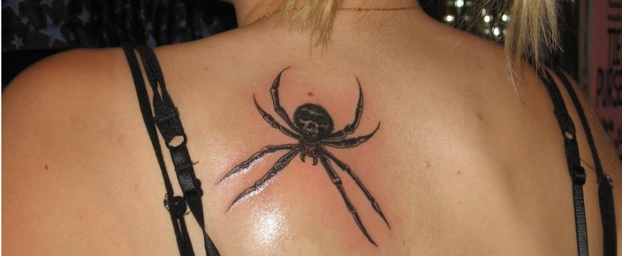 Cool Black Widow Tattoo Design for Women