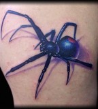 Beautiful Dark Purple Black Widow Tattoo Design