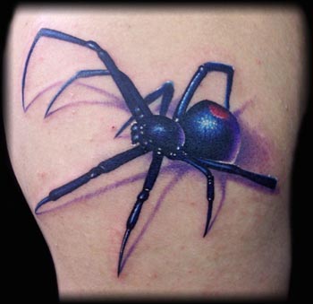 Beautiful Dark Purple Black Widow Tattoo Design