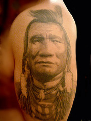 Blackfoot Indian Head Tattoo for Men Shoulder