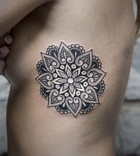 blakc and white mandala tattoo