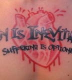 Bleeding Heart and Text Tattoo for Men