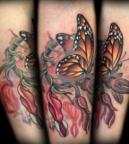Bleeding Hearts And Monarch Butterfly Memorial Tattoo Tattoos