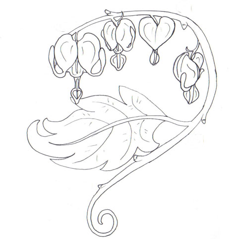 Bleeding Hearts and Flowers Sketch Tattoo Design