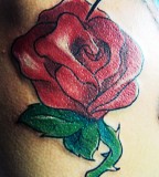 Big Red Rose Tattoos Bleeding Heart for Women