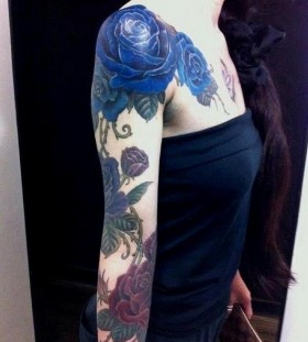 blue rose flower tattoo
