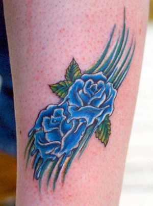 Blue Rose Tattoo Design on Forearm Ideas