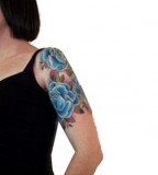 Astonishing Blue Rose Tattoo Design on Half Sleeve