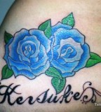 Cute Blue Rose Tattoo Design
