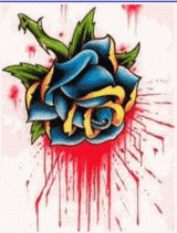 Bloodie Blue Rose Tattoo Design