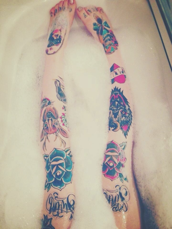 Rose Tattoo Design on Legs