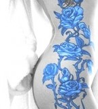 Amzing Blue Rose Tattoo Design on Side Body for Girl (NSFW)