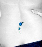 Cute Blue Rose Tattoo Design on Lower Back