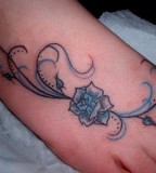 Blue ROse Tattoo Design in Outer Foot