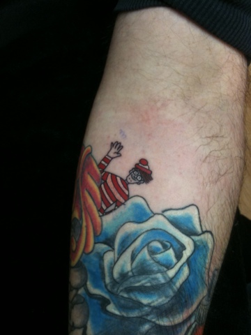 Blue Rose with Clown Tattoo Design