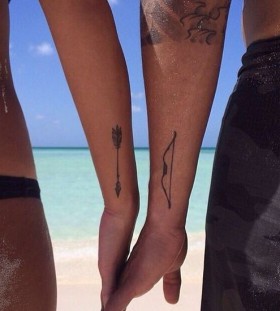 bow and arrow couples tattoos