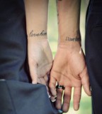 Love Lettering Tattoo Design For Couple