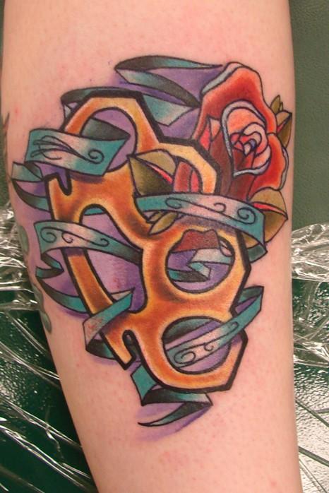 Nature Brass Knuckles And Rose Tattoo Design - | TattooMagz › Tattoo ...