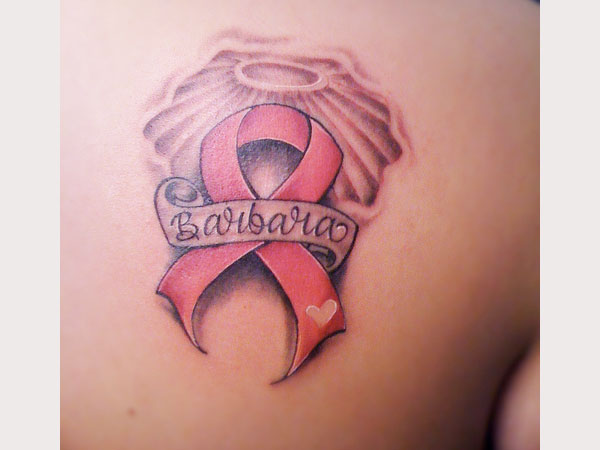 Awesome Pink Cancer Ribbon Symbol Tattoos