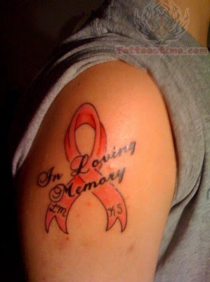 Breast Cancer Symbol Tattoos on Women Shoulder